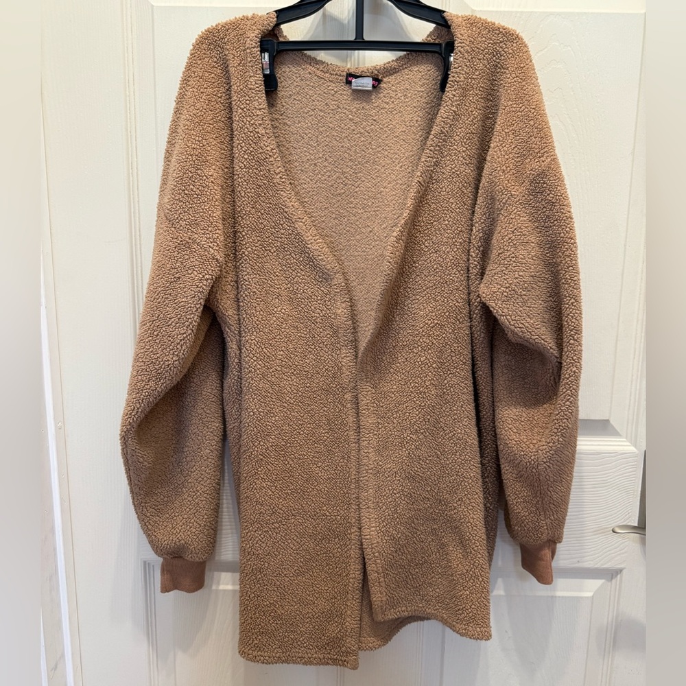 Cozy Tan Women's Open-Front Cardigan